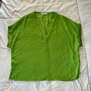 Vibrant Green V-Neck Top
